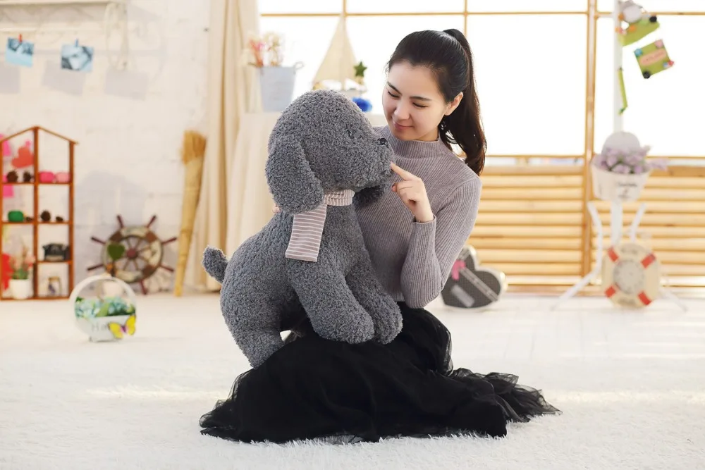 25cm Scarf Tactic dog plush toy poodle dog doll simulation high-end For Children's Gift Kids Toys