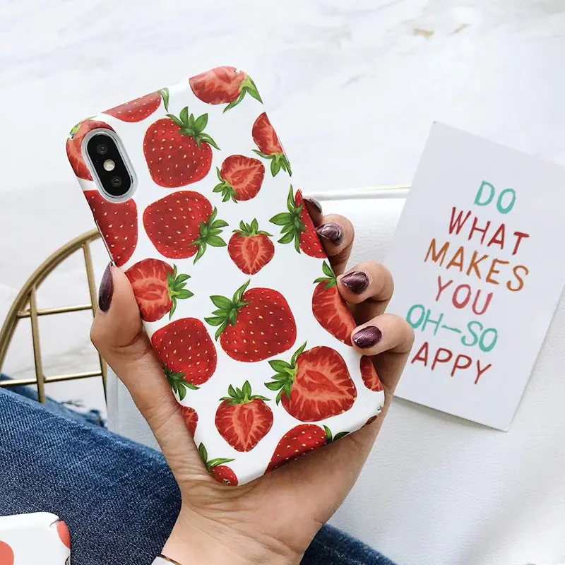 Boucho чехол s для iphone 6 6s 7 8 plus милый мультяшный фрукт клубника оранжевый жесткий