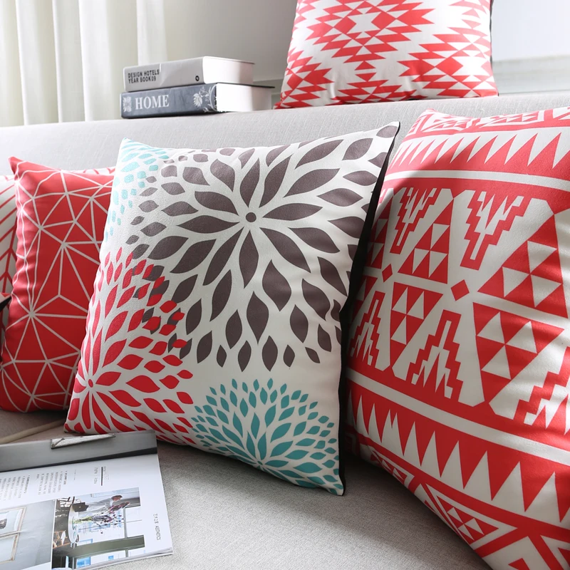 

Pillow Cushion cover Color Red stripes geometry Pillow case for Car office lumbar pillow home decorate sofa cushions