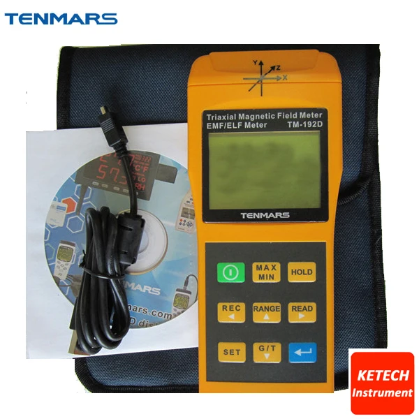 3 осевое ЭМП электромагнитное магнитное поле Гаусс метр Тестер EMF 30 ~ 2000 Гц с Datalogger