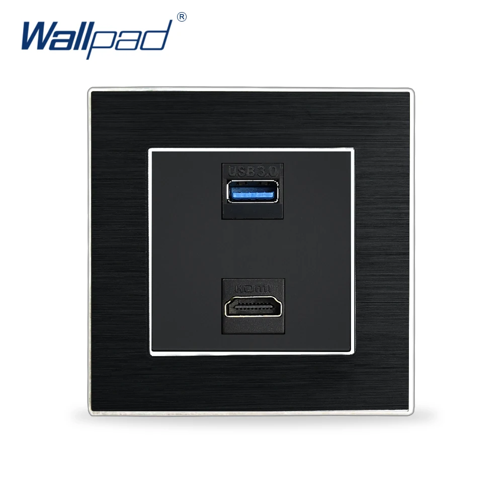 HDMI USB 3,0 розетка Wallpad роскошный настенный светильник переключатель AL атласная металлическая панель HDMI USB телефон зарядка настенные розетки