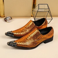 zapatos hombre oxford brown retro decor men casual leather shoes stylish snake print slip on mens shoes formal wedding flats