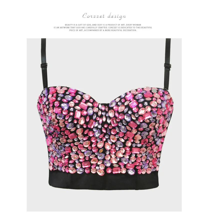 Женский элегантный бюстгальтер на бретельках с кристаллами посеребренный