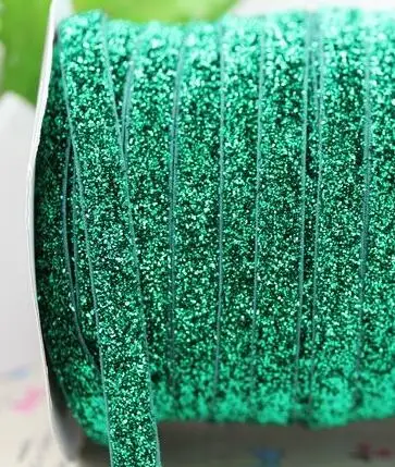 Zerzeemooy 3/8 дюймов, 9-10 мм 50Y в рулонах/Sparkle эластичный Блестящий Лента металлик бархатной ленты лента для волос с кружевом