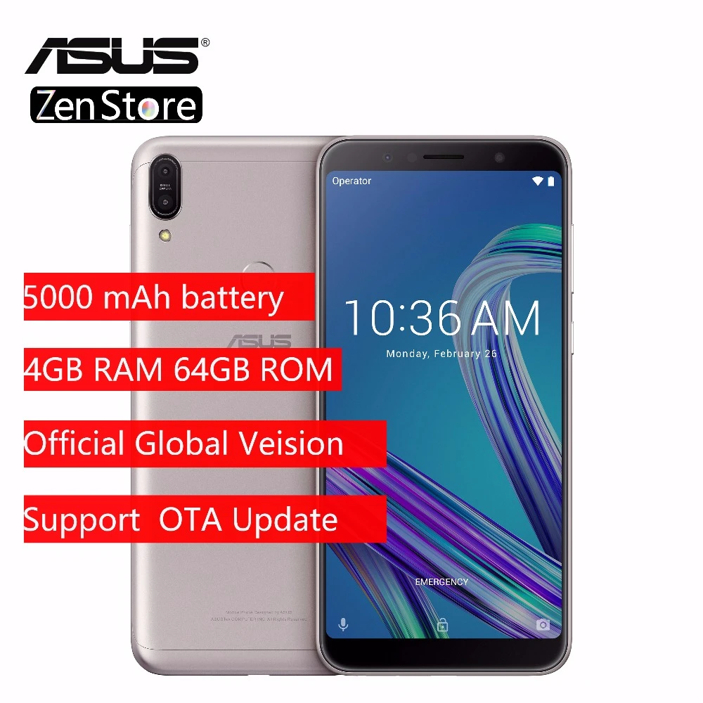Глобальная версия 2018 телефон Asus ZenFone Max Pro (M1) ZB602KL SnapDragon 636 Android 8 1 6 ГБ 64 FHD + Face ID -