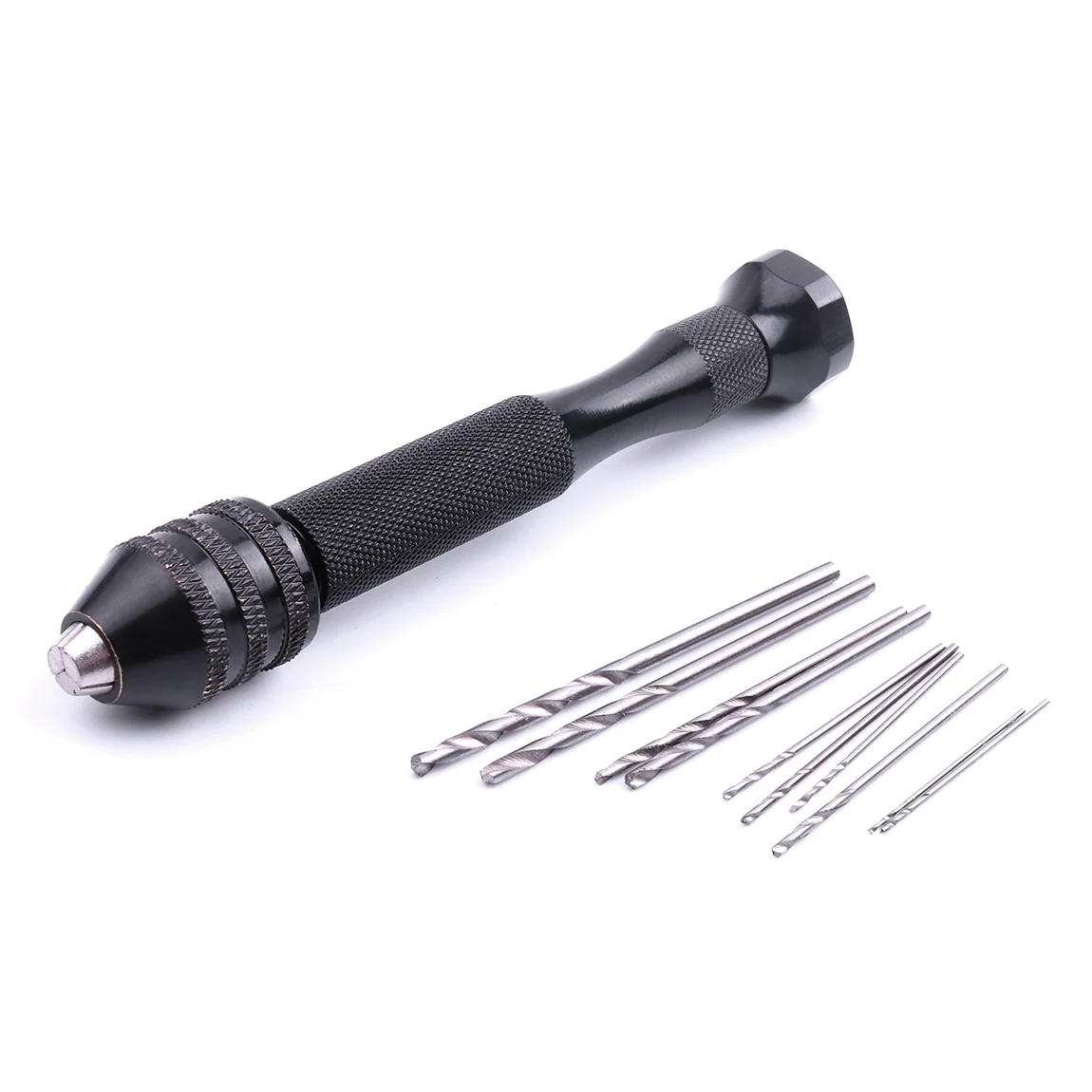 

1PCS Black Handle of Gimlet Drill With 10 PCS Twist Drill Bits Aluminium Alloy Drilling Tools Hand Woodworking Watch Repair Tool