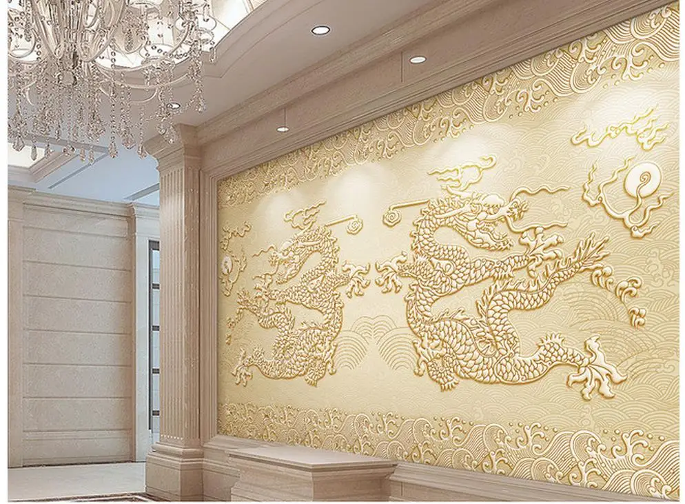 Ванная комната 3d обои Дракон фон со старой стеной на заказ фото гостиная обои|living