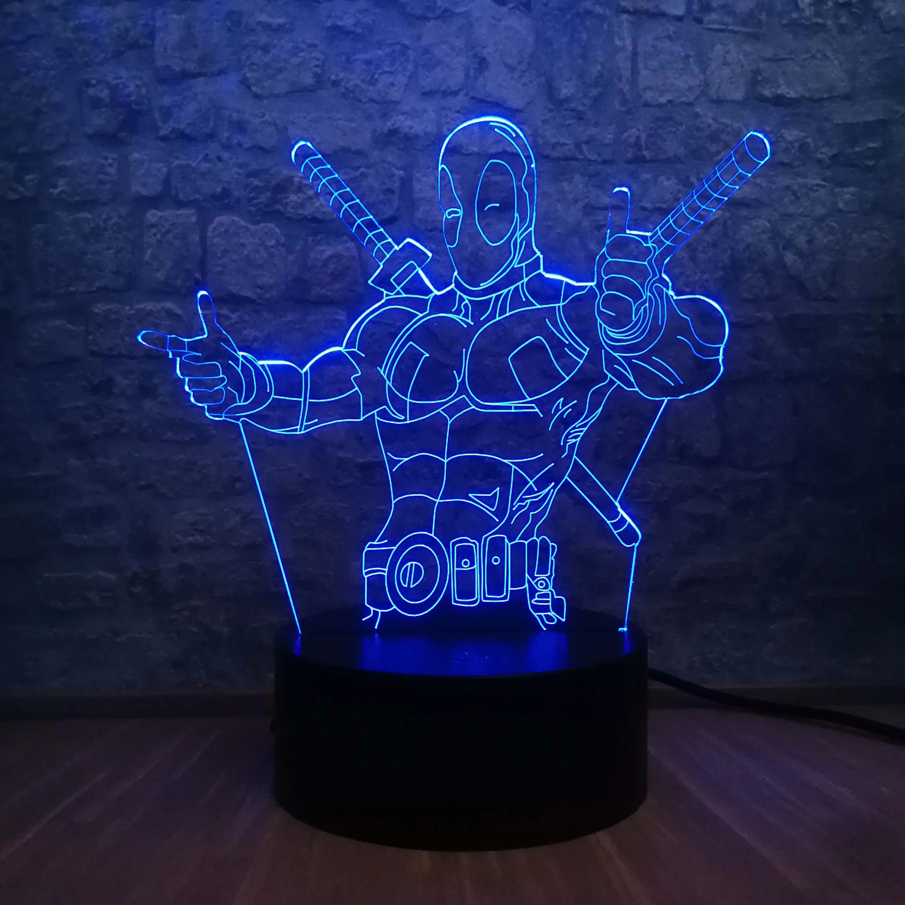 Marvel Deadpool Cool Hero 3D светодиодный ночной Светильник RGB Blub многоцветный 7 цветов