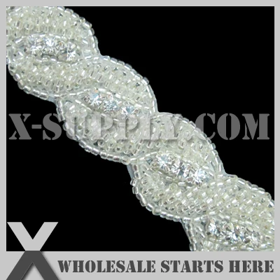

Rosalind Crystal Rhinestone Applique Bridal Trimming for Wedding Sash,Headband and Shoe