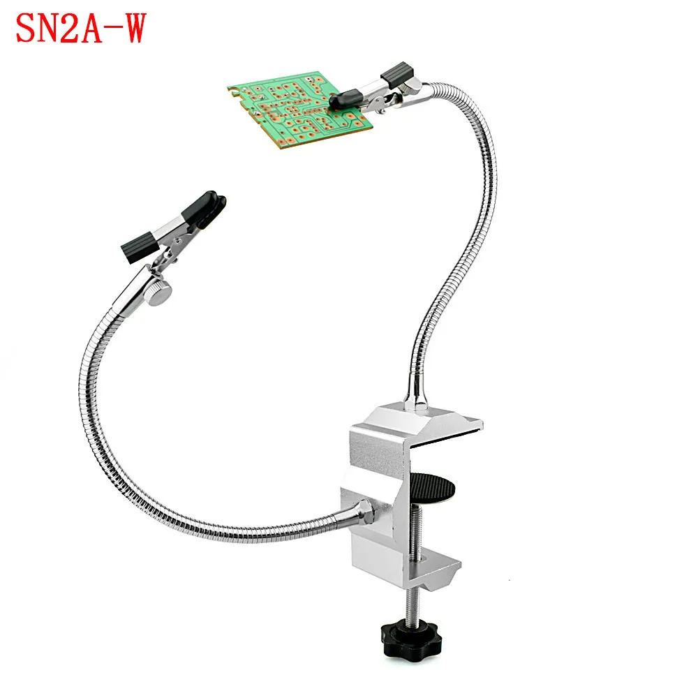 SN2A-W NEWACALOX держатель для паяльника USB 3X лупа скамейка тиски Алюминиевый Настольный зажим паяльная станция PCB приспособление ручной инструмент - Цвет: SN2A-W
