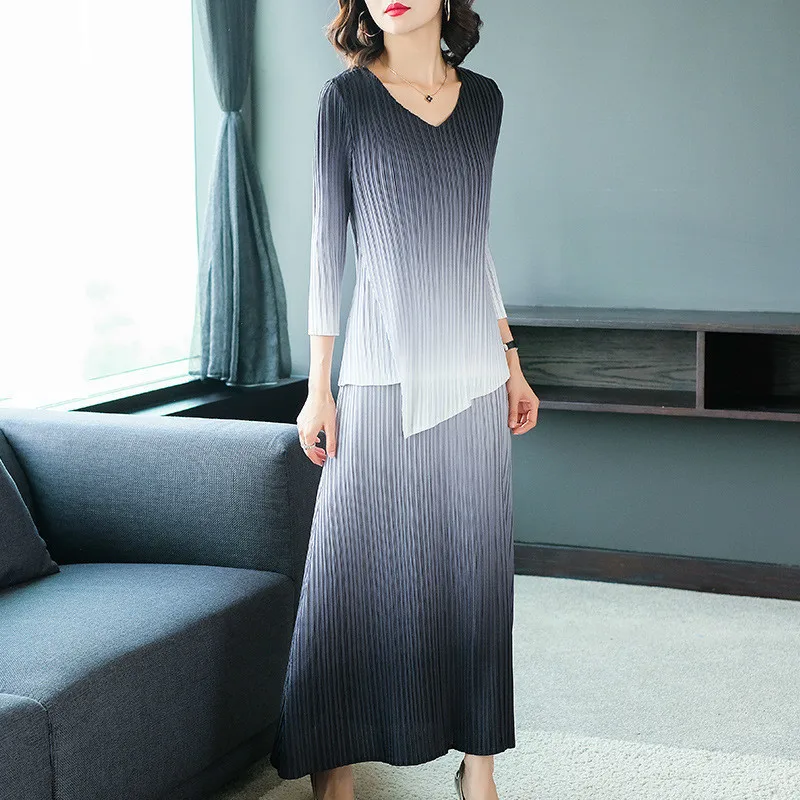 Женский плиссированный топ LANMREM комплект из двух предметов с треугольным вырезом