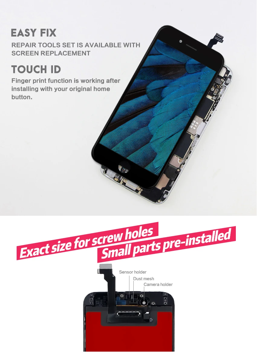 Класс AAA+++ для iPhone 6 6S 7 8 Plus lcd с 3D сила кодирующий преобразователь сенсорного экрана в сборе для iPhone 5 5S дисплей без битых пикселей