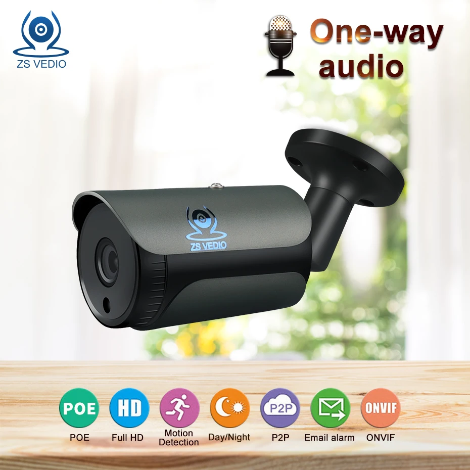 ZS VEDIO H.264 48 в POE 720P 960P 1080P аудио IP камера Onvif наружная Водонепроницаемая