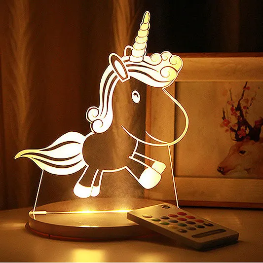 Horse RGB 3D Мультфильм светодиодный настольный ночник с дистанционным управлением USB питание для детской спальни подарок - Испускаемый цвет: Horse