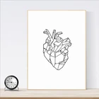Геометрическое сердце художественный плакат печать стены Искусство медицина Анатомия сердца холст картина стены картина для стены анатомический Декор