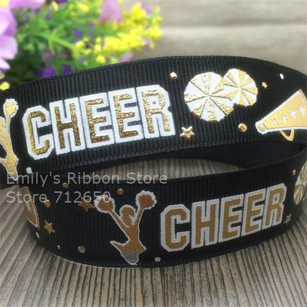 7/8 '✢ мм золото CHEER горячее тиснение и корсажная лента печатные ленты Одежда