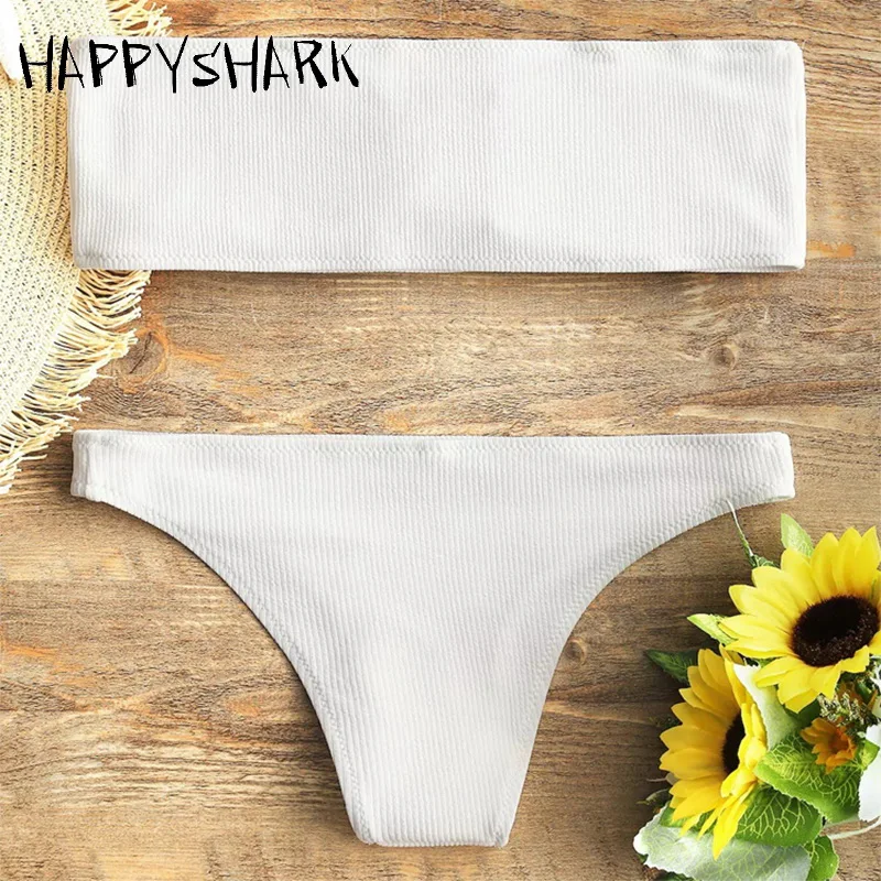 HAPPYSHARK новинка 2018 года бикини бандо женский купальник из ткани в полоску