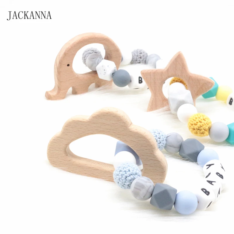 Деревянный браслет для прорезывающихся зубов силиконовые шарики