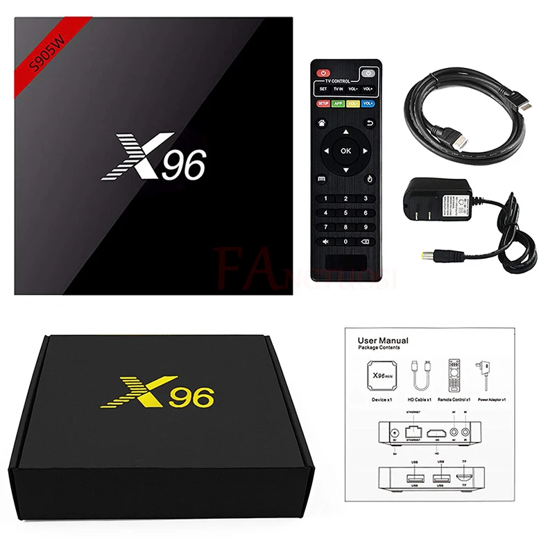 FANGTUOSI X96 X96W Smart tv box android 7,1 2 Гб 16 Гб четырехъядерный процессор Amlogic S905W 4K 2,4 ГГц WiFi медиаплеер 1 ГБ 8 ГБ ТВ-приставка