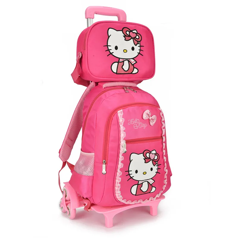 Новые школьные сумки на колесиках с героями мультфильмов hello kitty, детский рюкзак на колесиках для девочек, школьные сумки с аниме jojo siwa
