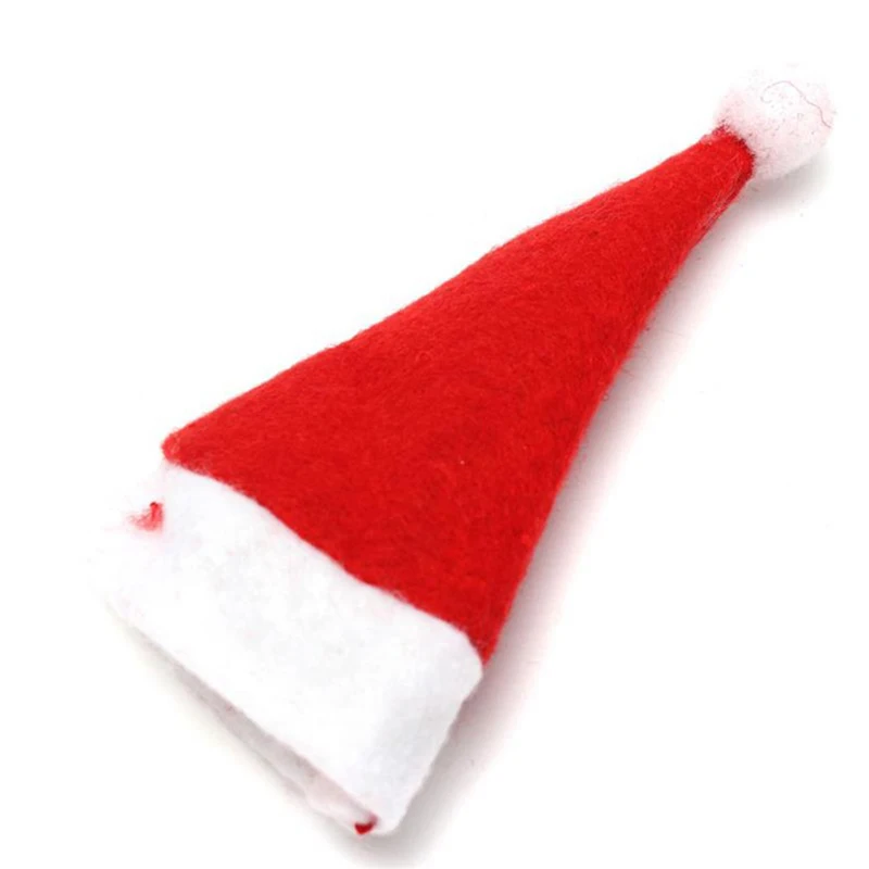 

10pcs Popular High-end Plush Christmas Buckle Wine Bottle Cover Champagne Holiday Table Dinner Party Gift Suit with Hat Decor