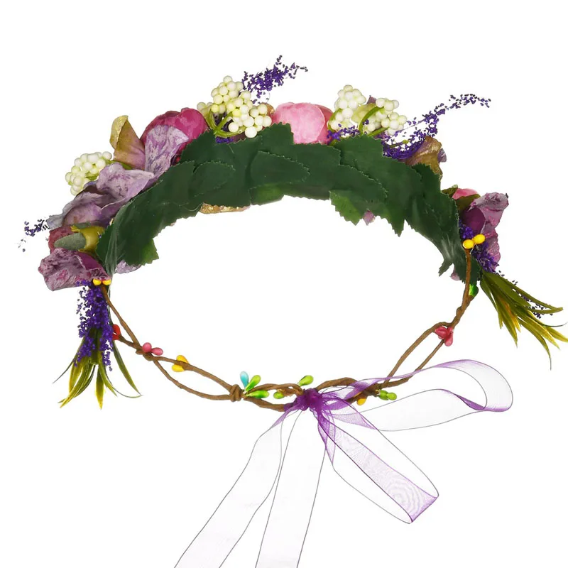

Berry Rose Flower Wreath Wedding Bridal Hair flower Party Crown Floral Garland Bridesmaid hair Accessories Headpiece Head Bands