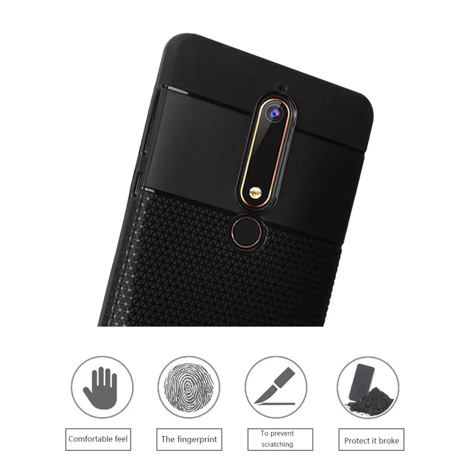 Чехол для Nokia 6 2018 Матовый Модный мягкий силиконовый чехол из искусственной кожи