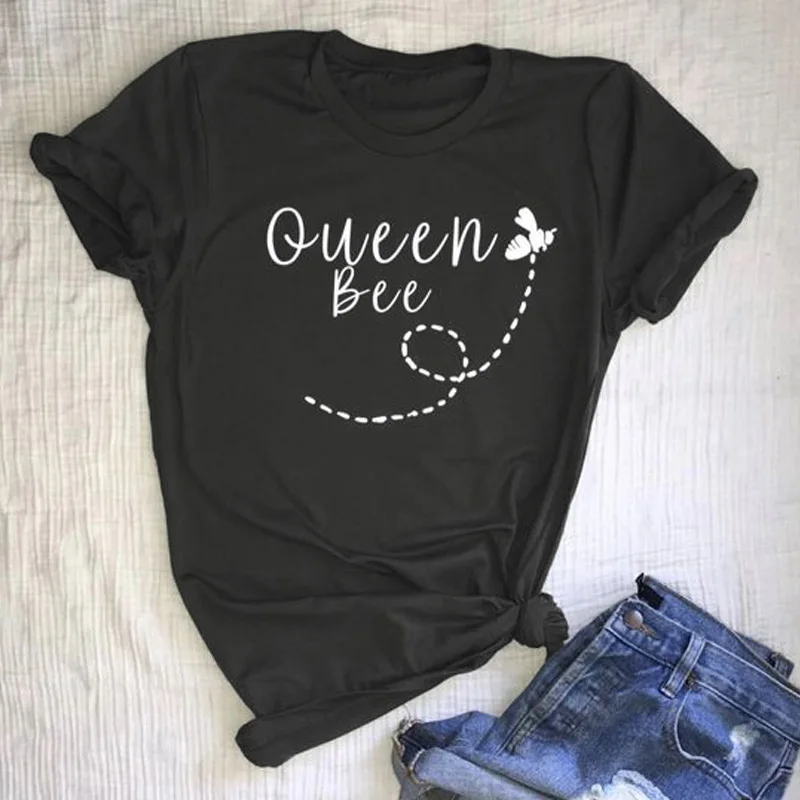 

Queen Bee Graphic Футболка женская одежда летние Мода Футболка наряд Повседневное короткий рукав эстетику в Tumblr битник Молодежная Футболка