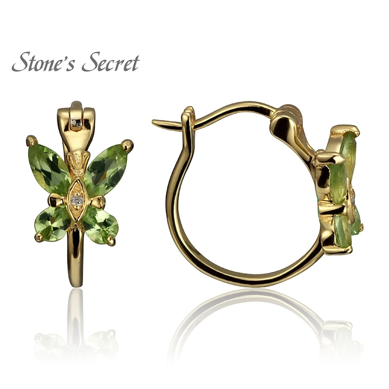 Manchurian Peridot1.18ctw . 01ctw белый бриллиант 18k желтое золото над серьги|earring sticker|gold detectearrings