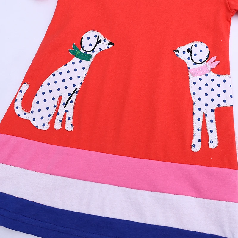 Jq-306 Baby Girls Dress with Animal Applique 2019 Summer Princess for Clothes Cotton Kids Costumes Children Dres | Детская одежда и