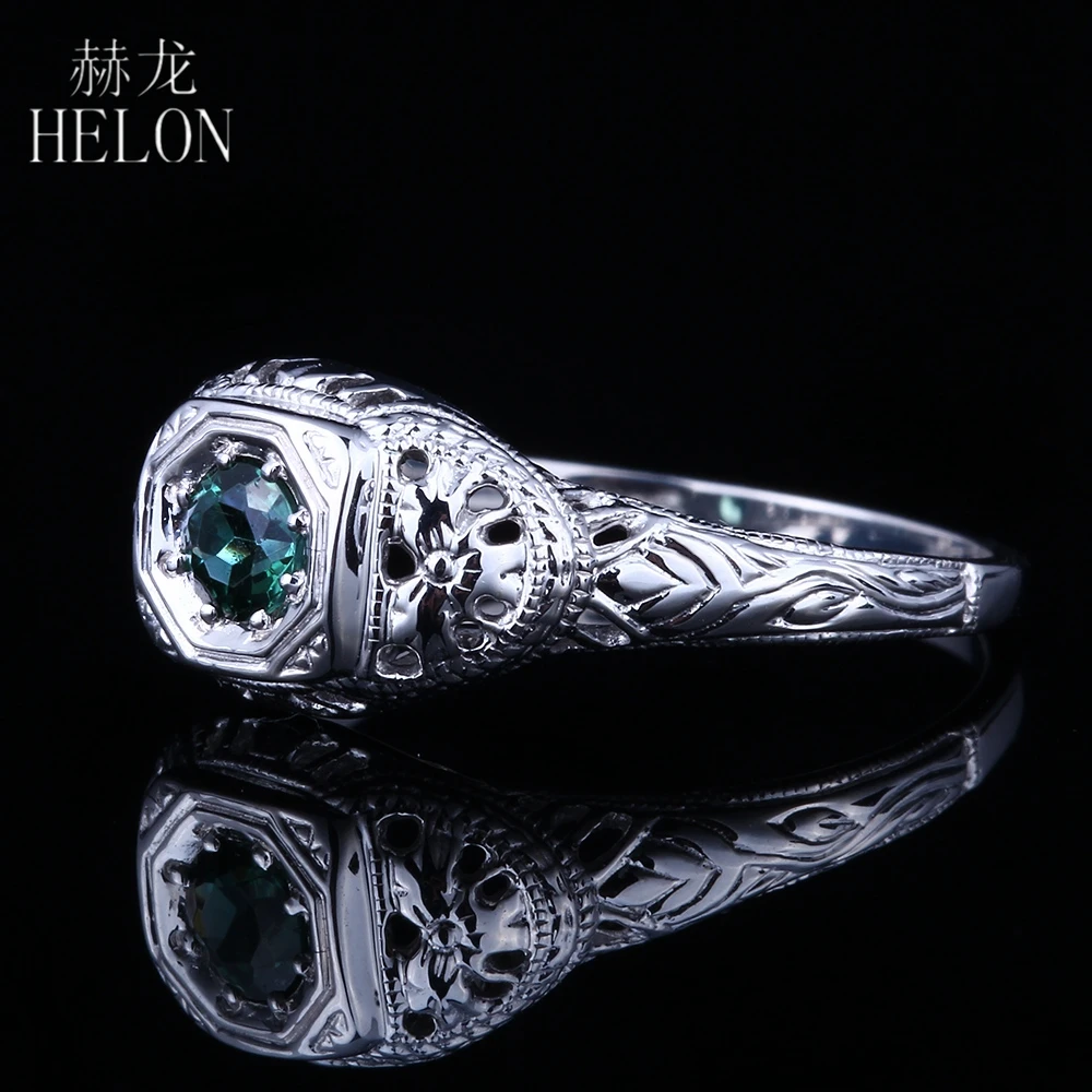 HELON Solid 14 K/585 Белое золото Verdant зеленый турмалин Обручальное Кольцо старинное винтажное свадебное кольцо Роскошный дизайн ювелирных изделий
