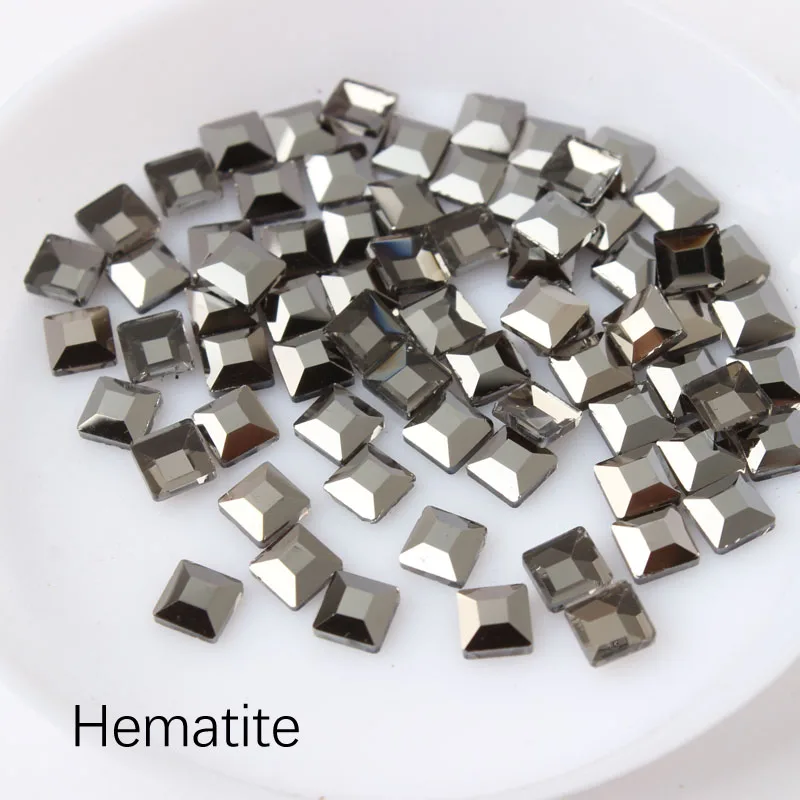 Hematite Горячая Распродажа квадратном каблуке смешанных цветов, размером 4X4 мм, для украшения ногтей 10 видов цветов красивые стразы crystal Stone 30/100 шт для 3D украшение для ногтей - Цвет: Hematite