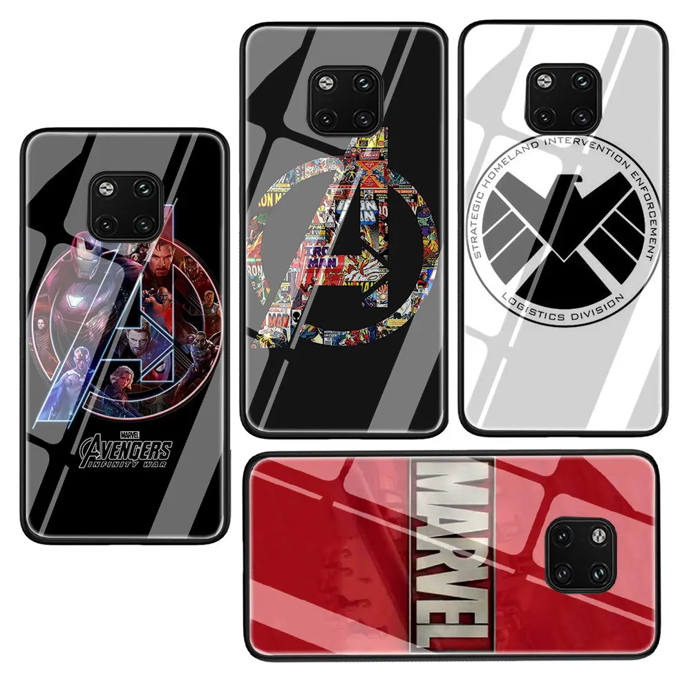 Роскошный чехол из закаленного стекла с логотипом комиксов Marvel для huawei P10 P20 P30 mate 20 Honor 9 10 Lite Pro 7A 8X P Smart