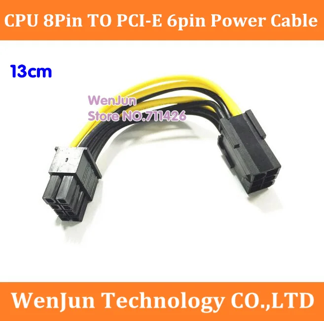 DHL/EMS Free Shipping CPU 8pin male to PCI-E PCI Express 6Pin female Video Card Power Cable cpu 8 pin to pcie 6 pin adapter Cord