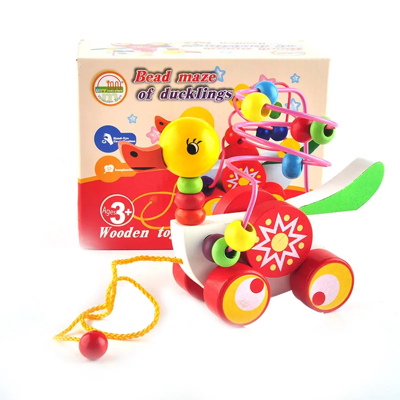 1 шт. обучающая игрушечная утенок трейлер вокруг бисера игра разноцветный