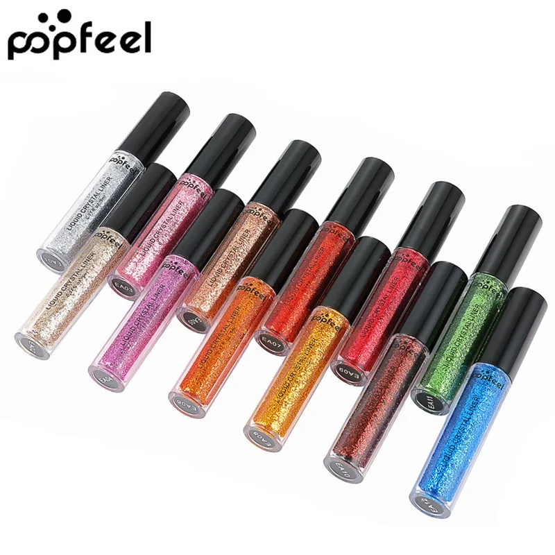 Popfeel 12 одиночных цветов Светящиеся блестящие тени для век порошок Мерцающие