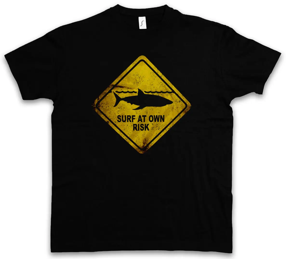 

Novelty Cool Tops Men Short Sleeve Tshirt Shark Warning Sign T-Shirt White Hai Surfer Surfer Diver Taucher Strandt Shirt