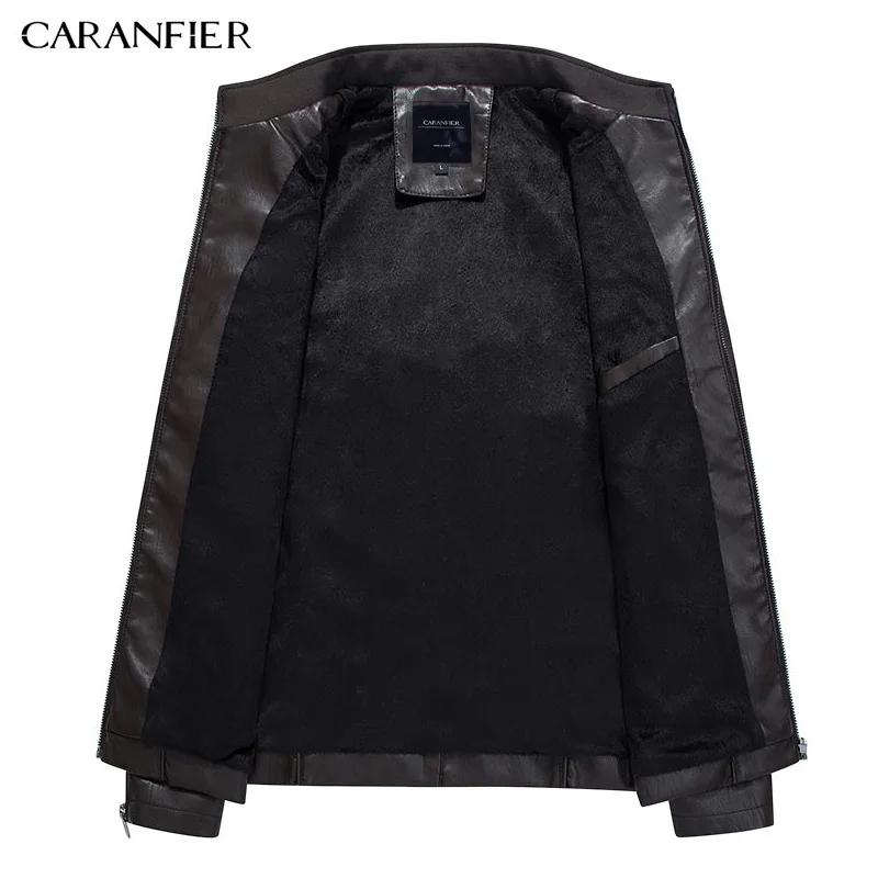 CARANFIER 2017 модная зимняя кожаная куртка Мужская высококачественная повседневная