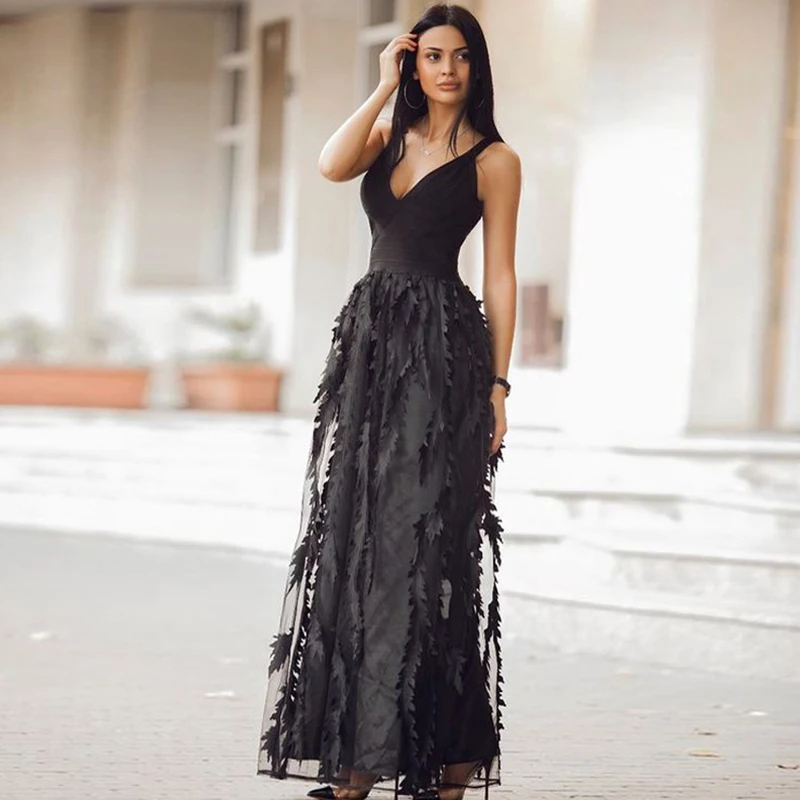 INDRESSME сексуальное женское платье с глубоким v-образным вырезом на бретельках, длина до пола, с кисточками, а-силуэт, элегантное женское платье для вечеринки, vestidos, новое поступление