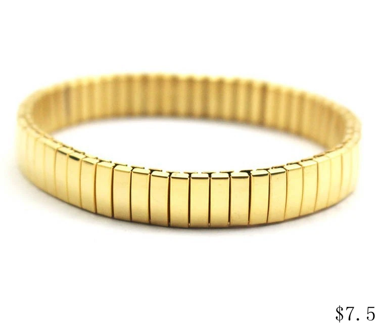 gold Модные 316L из нержавеющей стали золотого цвета эластичные браслеты для мужчин и женщин ювелирные изделия высокого качества - Окраска металла: gold