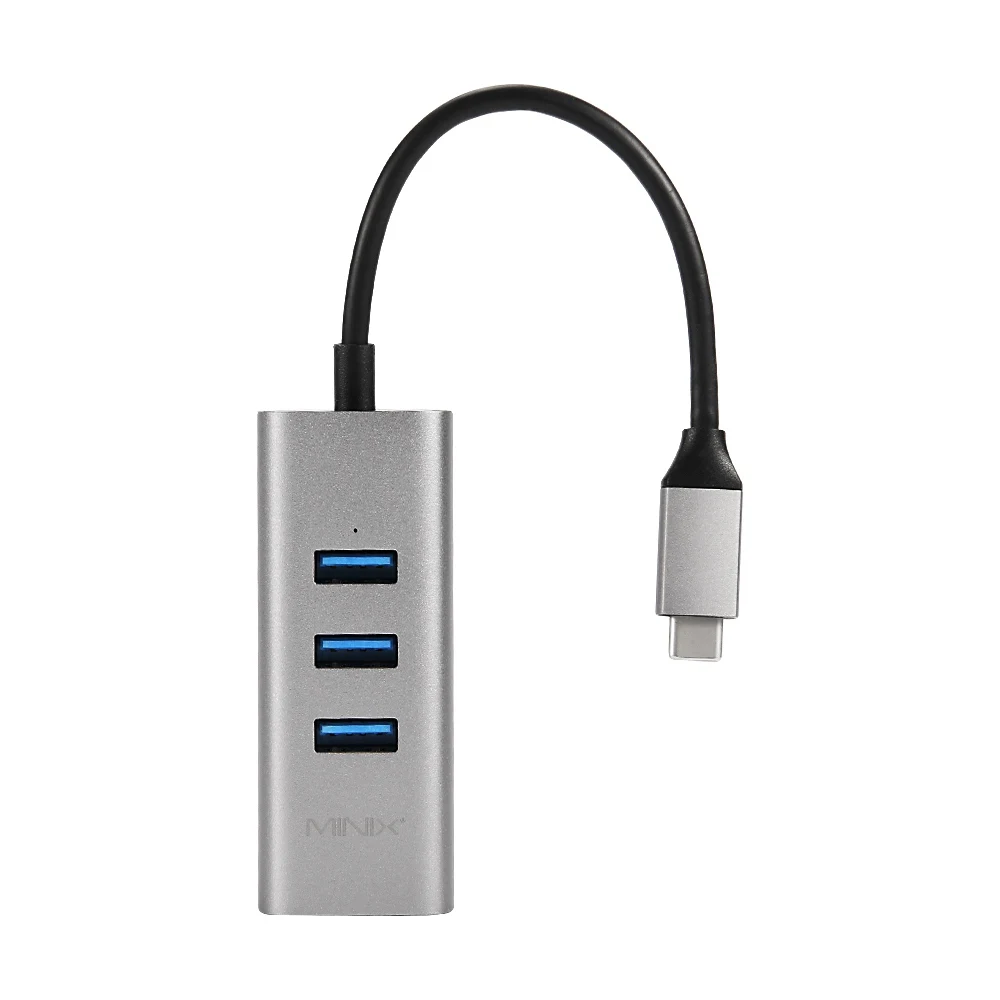 Серый MINIX NEO C-UE алюминиевый USB-C до 3-Порты и разъёмы USB 3,0 и Gigabit Ethernet адаптер Универсальный Совместимость Windows, Mac и Chrome OS - Цвет: Серый