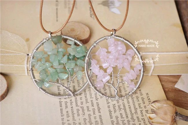 

CCOR 10PCS Handmade Decorative Pattern Elegant Natural Stone Life Tree Pendant Vintage Time Necklace Pendant,xl106