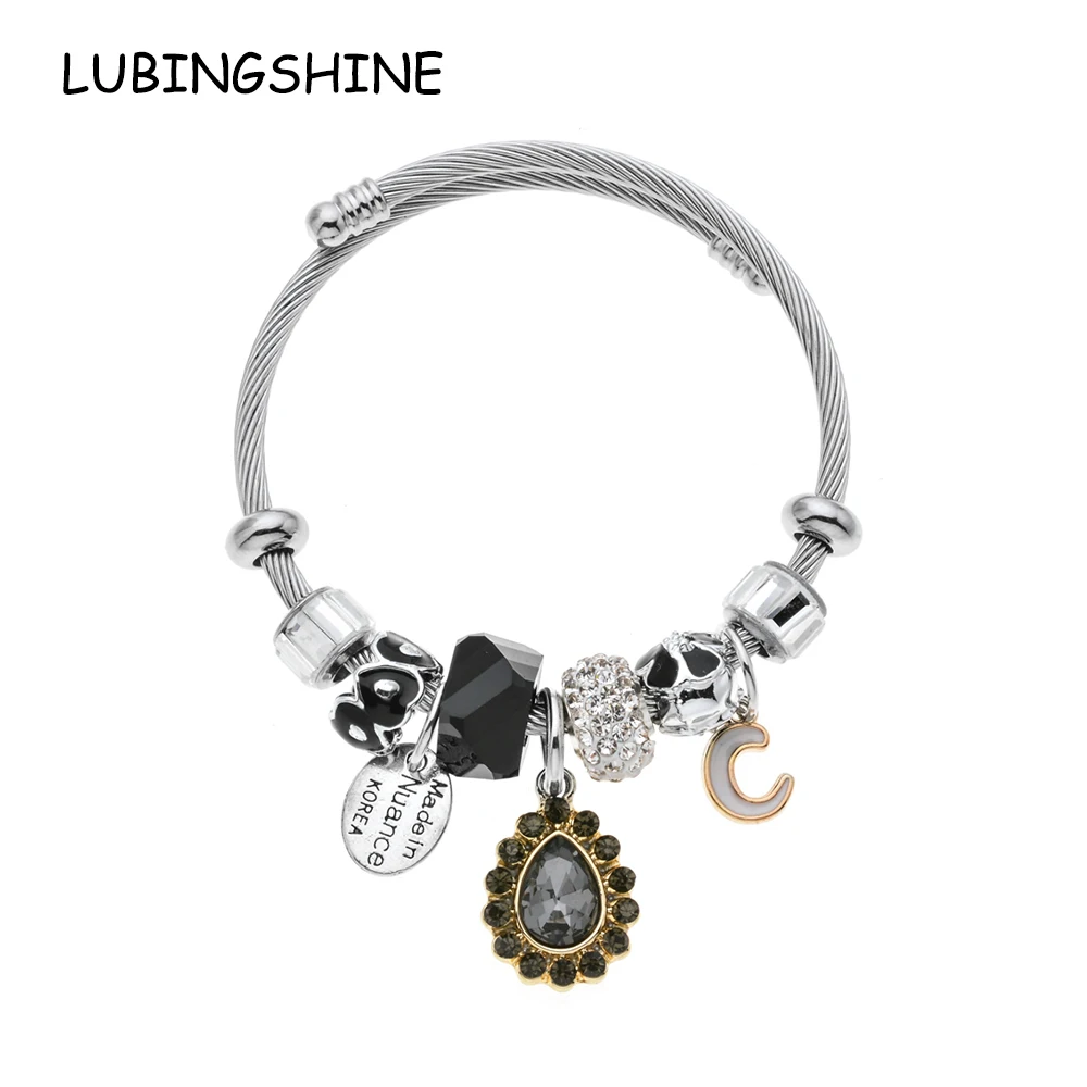 Браслеты LUBINGSHINE в форме капли воды бусины шармы с кристаллами и камнями для