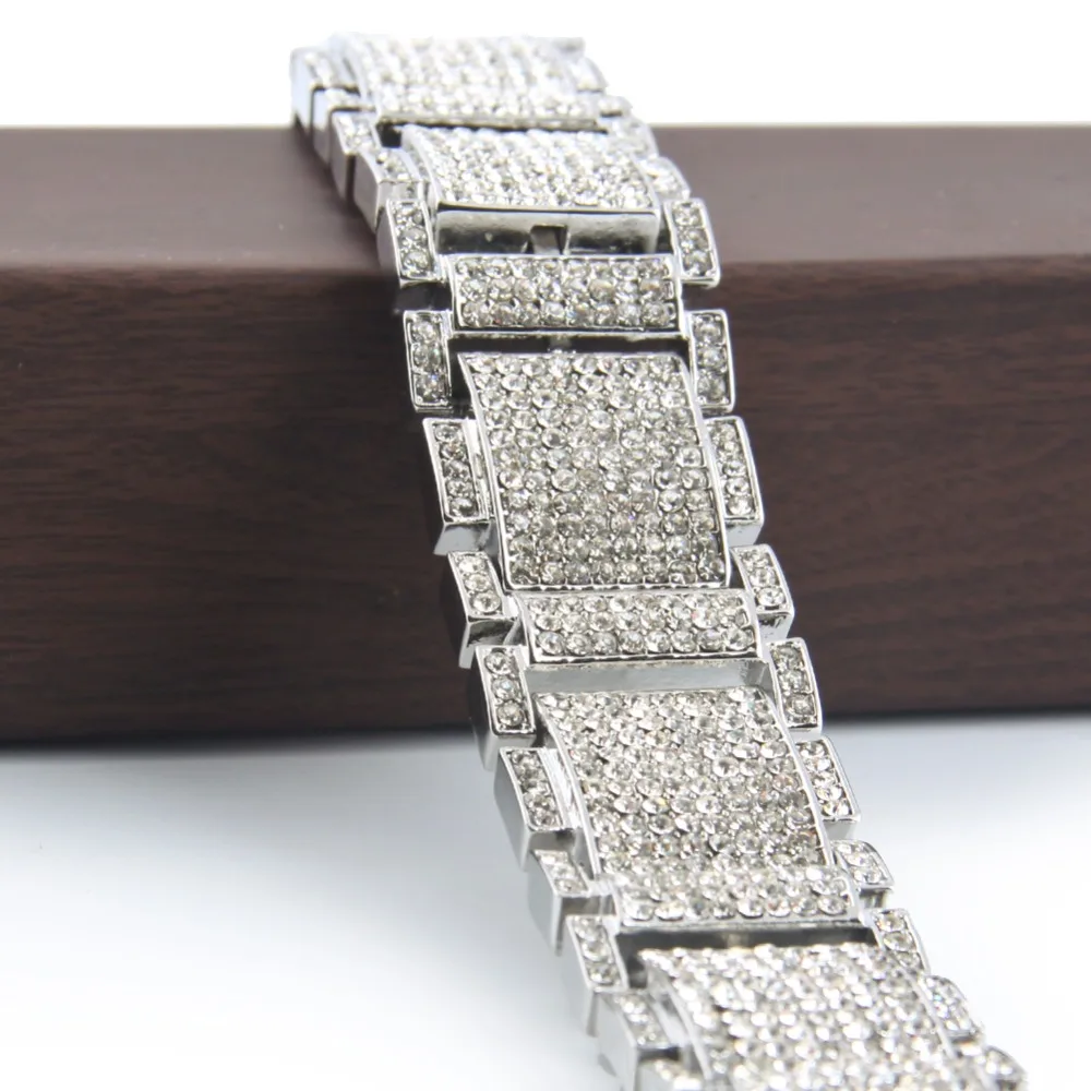 Браслет в стиле хип хоп мужской роскошный браслет с искусственными стразами