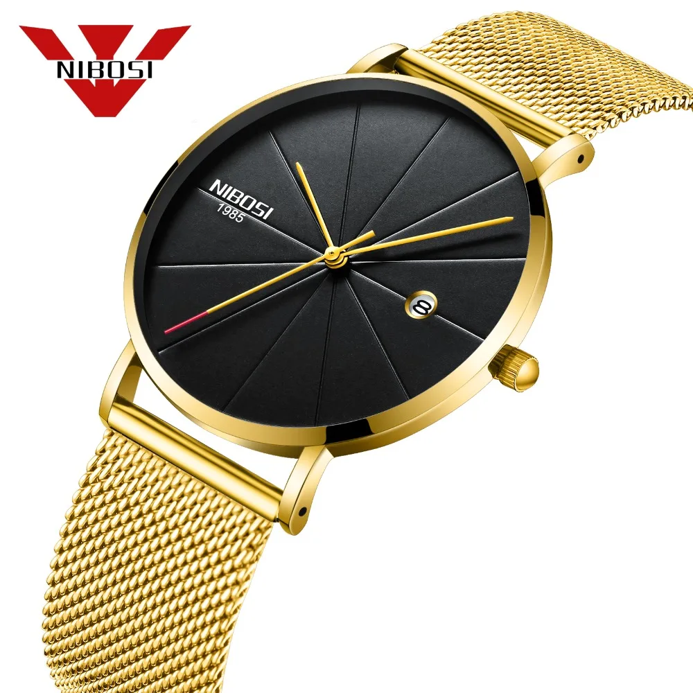 NIBOSI кварцевые Для мужчин часы Простой s Роскошные модные Horloges Stee из нержавеющей