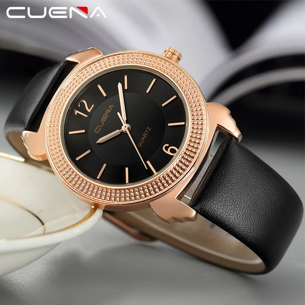 CUENA Роскошные модные брендовые мужские часы из искусственной кожи с синим