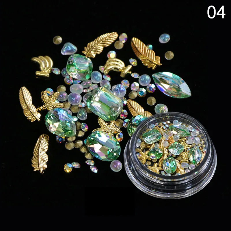 Zziell 1 Box AB Nail Art Rhinestones Glitter Mixed Pearl Caviar Micro Beads Crystal 3D Jewelry Gem Charms Decoration | Красота и