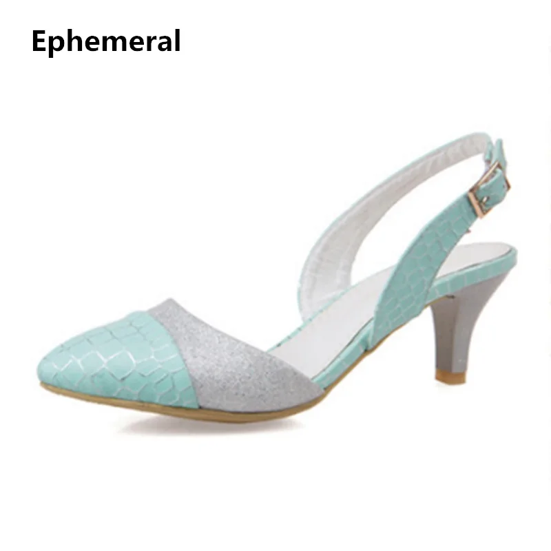 Женские босоножки на высоком каблуке туфли с острым носком и ремешком сзади в