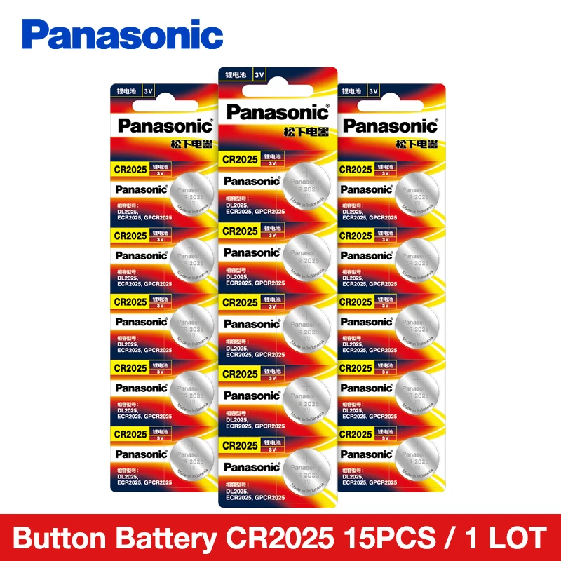Литиевые Батарейки Panasonic cr2025 15 шт./лот 3 в батарейки для часов и компьютеров |