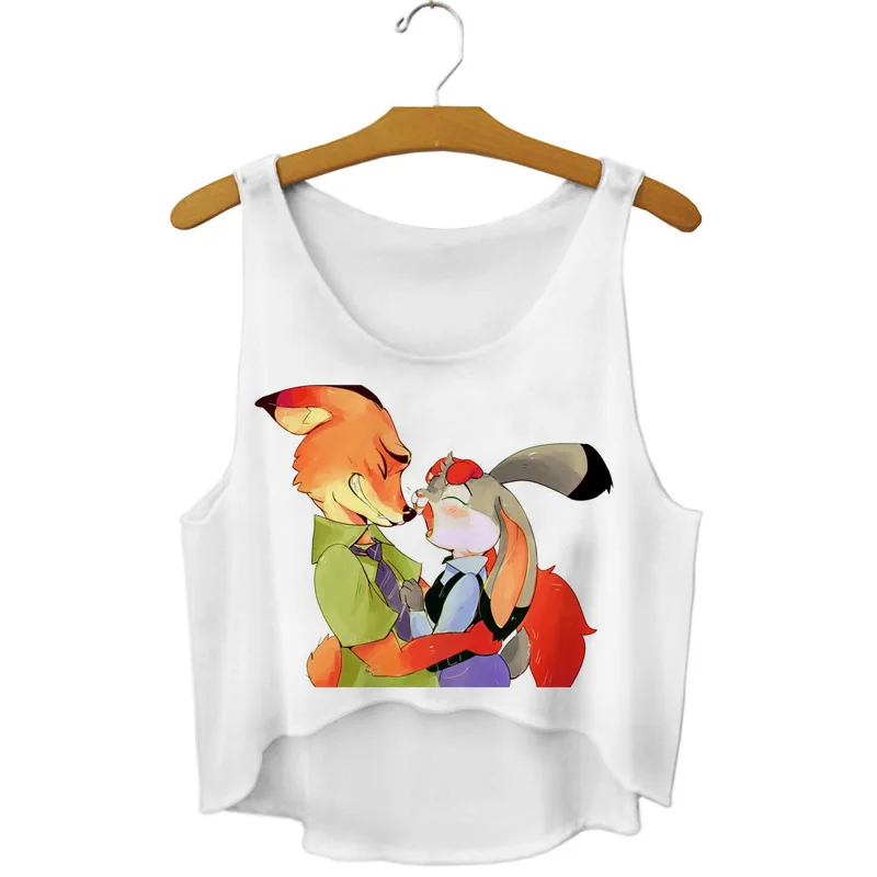 Dingtoll новые модные Мультяшные лисы Любовь Кролик кроп топы милые Kwaii Tumblr Топы Mujer